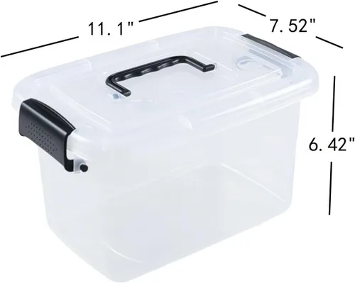Miniatura 2 de Paquete de 6 contenedores de almacenamiento para el hogar, contenedor de plástico, caja de cierre con asa (mango negro)