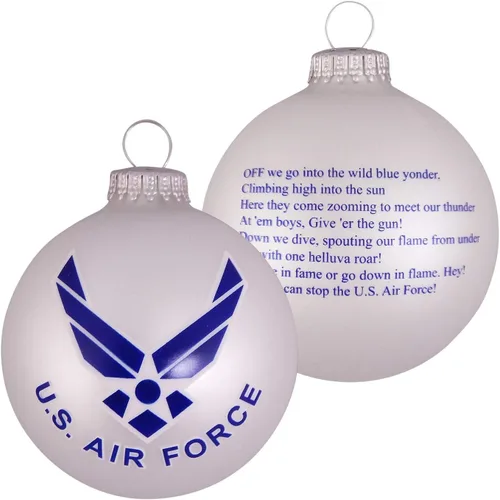 Miniatura 10 de Christmas by Krebs 80 mm (3 1/4") Fabricadas en los Estados Unidos Adorno de bola de Navidad patriótico, con logotipo y himno de vidrio sin uniones