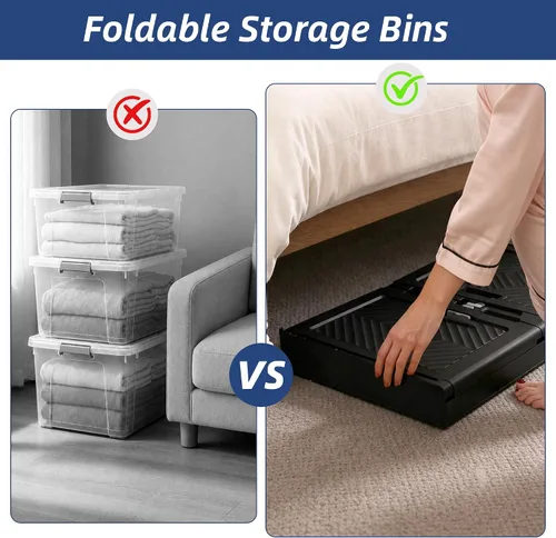 Miniatura 5 de SAILUN 321QT/80Gal Contenedores de almacenamiento apilables con tapa, contenedores de almacenamiento plegables con puertas, armario plegable
