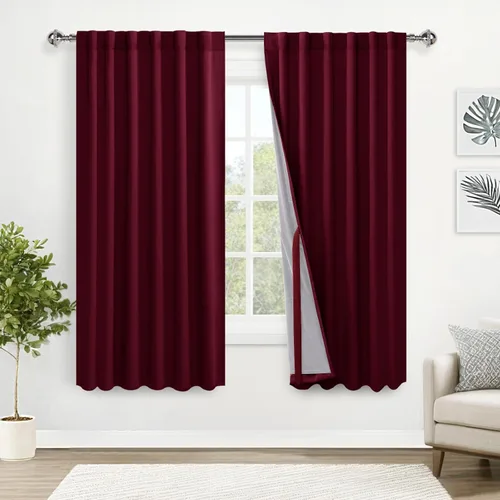 Miniatura 23 de XWZO Cortinas blancas 100% opacas con alzapaños, 2 capas gruesas completamente sombreadas con bolsillo para barra y pestaña trasera, cortinas
