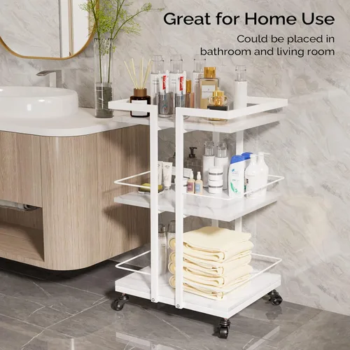Miniatura 8 de Carrito de salón con ruedas con tres bandejas, carrito de almacenamiento esteticista para masaje faciales, tatuaje, balneario de belleza