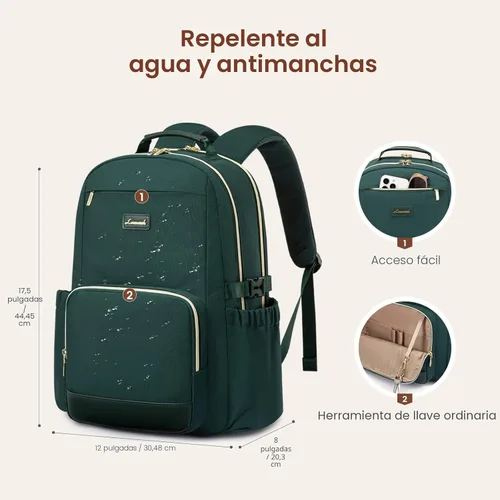 Miniatura 5 de LOVEVOOK Mochila para laptop para mujer con bolsillo para taza de gran capacidad, bolsa de computadora portátil de 15.6 pulgadas, mochila de viaje