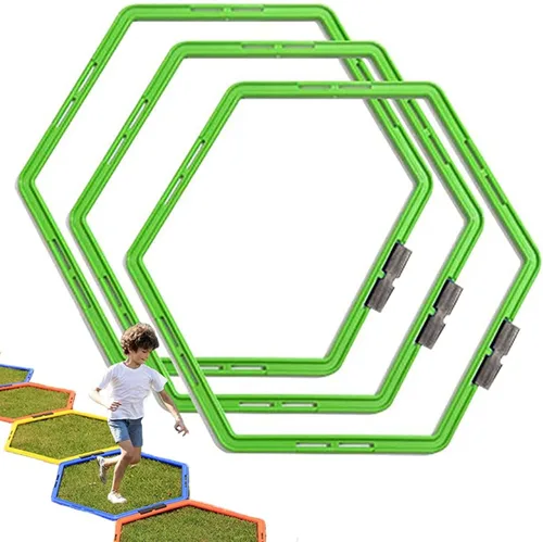 Miniatura 11 de Anillo hexagonal de agilidad, anillo de círculo de entrenamiento de velocidad, escalera de agilidad, anillo de entrenamiento físico, entrenamiento