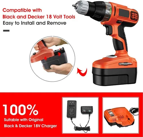 Miniatura 4 de Paquete de 2 [actualizado a 3600 mAh] HPB18 de repuesto para batería Black and Decker de 18 V compatible con B-lack and Decker batería de 18 voltios