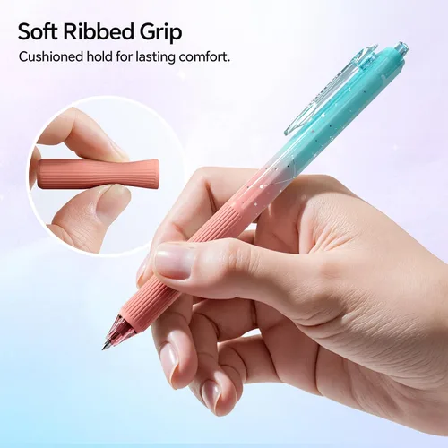 Miniatura 4 de WRITECH Bolígrafos de gel de punta fina: 1.0mm tinta negra retráctil 4 unidades escritura suave con barril de color degradado estético para diario