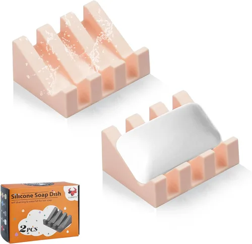 Miniatura 46 de Jabonera Autodrenante con Soporte, Jabonera de Silicona, para Baño, Cocina, Esponjas, Puede Extender la Vida del Jabón, Mantiene las Barras de Jabón