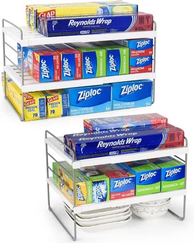 Miniatura 7 de Organización y almacenamiento de despensa para cocina, estante organizador de caja de papel de cocina expandible, organizador de papel de aluminio