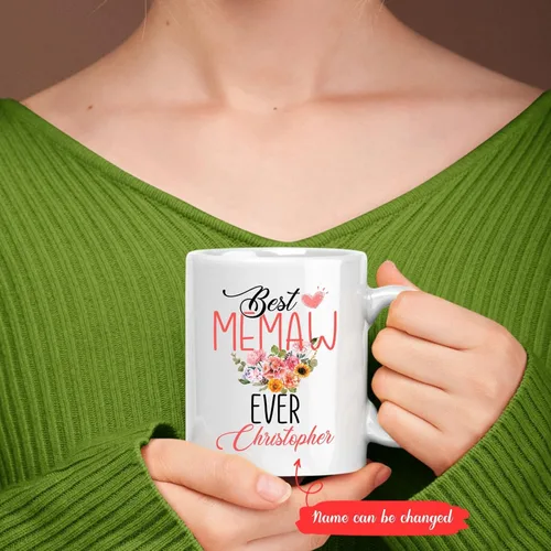 Miniatura 2 de Taza de café con texto en inglés "Best Memaw Ever", taza de cerámica personalizada con memaw única, taza de cerámica con la frase "Best Memaw Ever