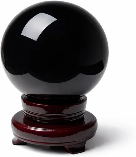 Miniatura 11 de Mina Heal Bola de cristal de obsidiana negra para meditación, adivinación y Feng Shui, esfera de obsidiana grande para decoración