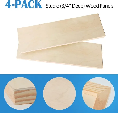 Miniatura 7 de Falling in Art Kit de paneles de madera de abedul sin terminar para pintura, lienzo de madera, paquete de 4 unidades de 4 x 12 pulgadas de estudio