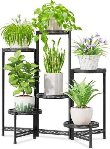 Miniatura 20 de iDavosic.ly Soporte grande para plantas de 6 niveles para interiores, 10 pulgadas de ancho de metal de esquina alta para múltiples plantas, estante