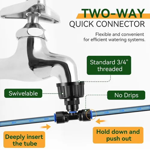 Miniatura 4 de Meonum Sistema de riego de invernadero de 65 pies, conector rápido, sistema de riego automático de niebla con tubo en blanco de 1/4 pulgadas
