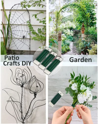 Miniatura 5 de Alambre floral verde, paquete de 3 cables flexibles de calibre 22 de 117 yardas para manualidades, coronas de Navidad, árboles, guirnaldas
