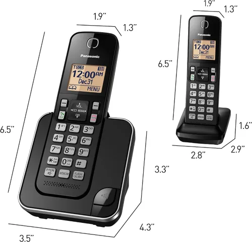 Miniatura 2 de Panasonic KX-TGC352B Sistema de teléfono inalámbrico expandible con pantalla retroiluminada ámbar, 2 teléfonos (negro)
