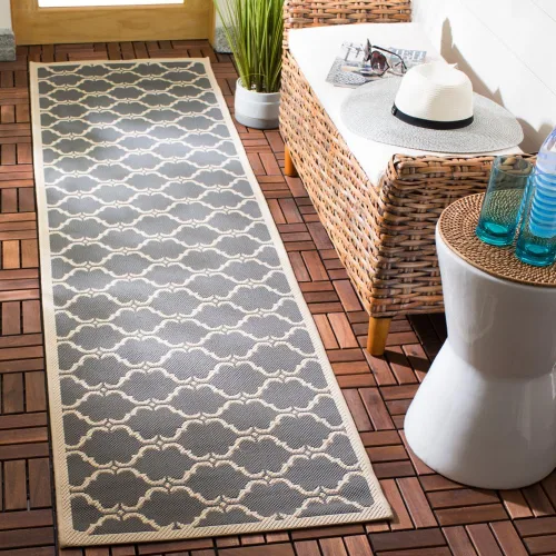 Miniatura 12 de SAFAVIEH Alfombra lavable al aire libre Courtyard Collection - 9 x 12 pies, beige y terracota, no desprende pelusa y fácil limpieza, ideal