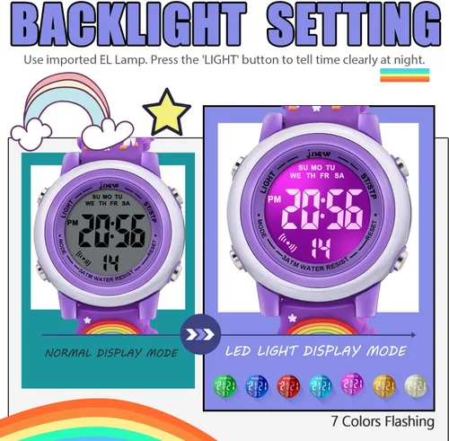 Miniatura 24 de Relojes impermeables de dibujos animados 3D para niñas con alarma, los mejores regalos de juguetes para niñas de 3 a 12 años