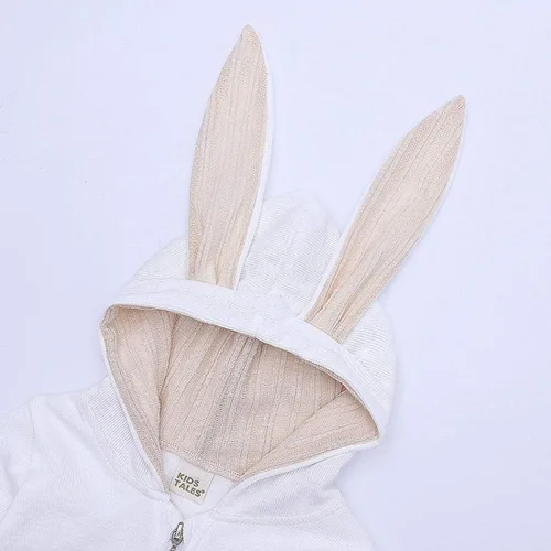 Miniatura 6 de Simplee kids - Enterizo con diseño de conejo de Pascua con capucha para bebé, overol con cremallera y orejas largas