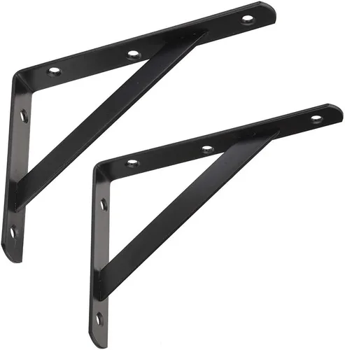 2 soportes de estante triangulares de trípode de 8 pulgadas, soportes de estante montados en la pared, color negro, BT200