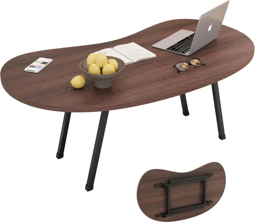Mesa auxiliar plegable, mesa de centro moderna de mediados de siglo irregular, mesa plegable de riñón, mesas de centro pequeñas de granja, mesa Nogal