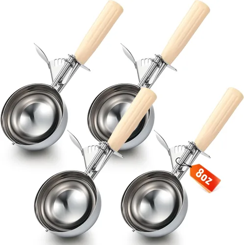 Miniatura 25 de Reallnaive 2 Cucharas para Galletas con Liberación, Cuchara para Helado con Liberación por Gatillo, Cuchara de Porción de Acero Inoxidable