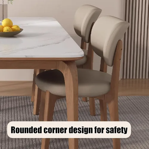 Miniatura 5 de Juego de sillas de comedor de madera modernas con respaldo curvado, sillas de cocina tapizadas con marco de madera, sillas laterales sin brazos