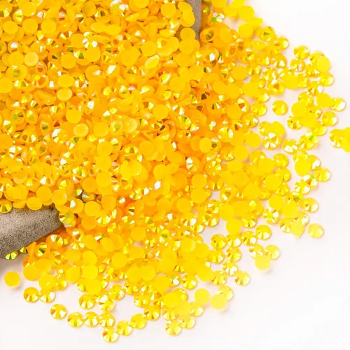 Miniatura 117 de Diamantes de imitación AB verdes a granel, 5000 piezas de diamantes de imitación de fondo plano redondos de gelatina AB sin fijación térmica, gemas