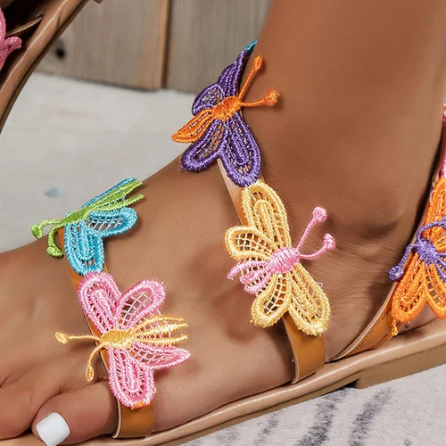 Miniatura 5 de Hbeylia Butterfly Flat Sandals for Women Ladies Fashion Casual Bohemia Elegant Gladiator Sandals Jewelry Toe Ring Dressy Slip On Sandals for Bride