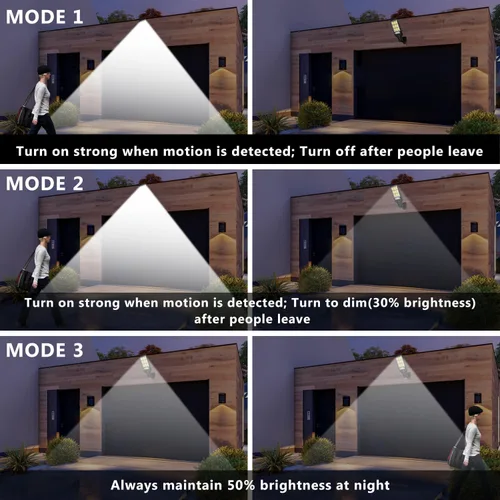 Miniatura 6 de Flumy Luces de calle para exteriores alimentadas por energía solar, 108 luces solares de movimiento al aire libre del atardecer al amanecer, control