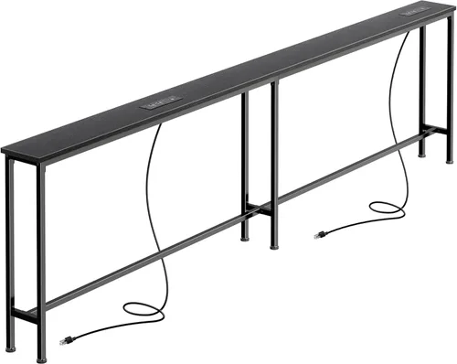 Miniatura 11 de SUPERJARE AST001Z - Mesa de sofá de 79 pulgadas con 2 tomas de corriente y puertos USB-C, mesa consola estrecha de 5.9 pulgadas con almacenamiento