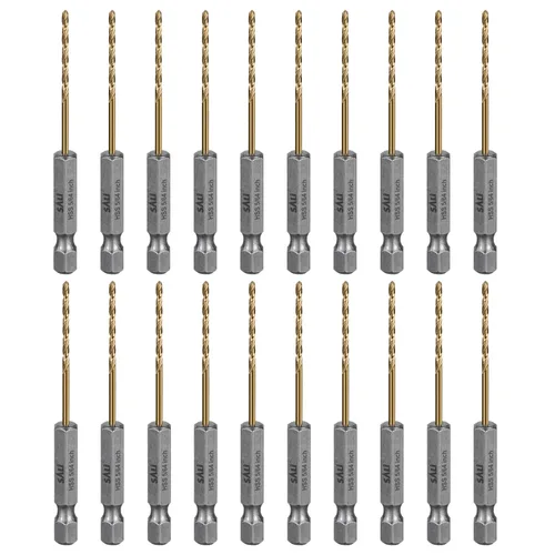 Juego de brocas de cobalto SALI, paquete de 20 piezas de 5/64 pulgadas de acero de alta velocidad con vástago hexagonal brocas Jobber, para madera