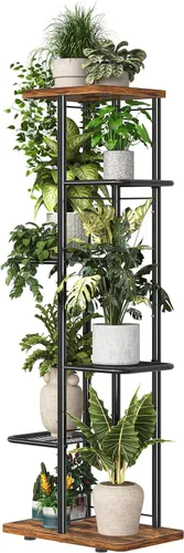 Simple Trending Soporte para plantas para interiores y exteriores, estante para plantas de 6 niveles, soporte alto para macetas, estante de