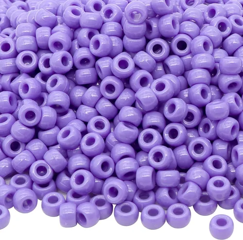 Miniatura 10 de 1000Pcs Cuentas de Pony 9mm Verde Plástico Barril Cuentas de Pony para Collar, Cuentas de Pelo para Trenzas, Cadena de Llavero, Fabricación
