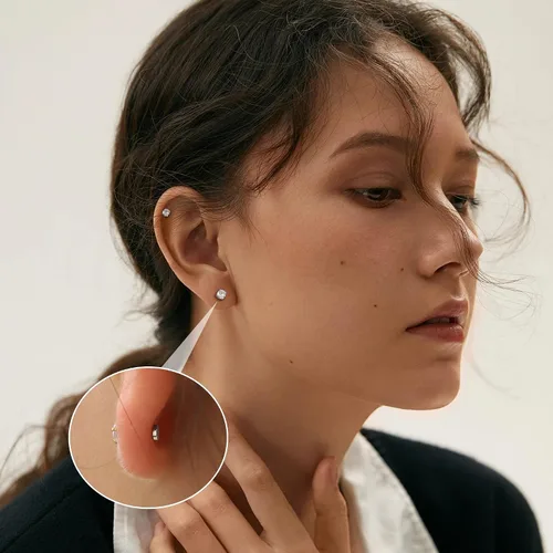 Miniatura 6 de Jstyle Aretes magnéticos de 0.15 a 0.27 pulgadas para hombres y mujeres, brillantes y redondos, con circonita cúbica para orejas sin perforar