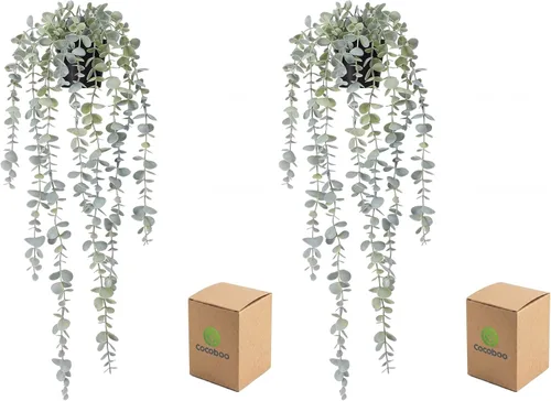 Miniatura 9 de COCOBOO 3 piezas de Plantas Colgantes Falsas, Plantas Artificiales Colgantes Falsas en Maceta de Eucalipto para Pared, Habitación, Hogar, Patio