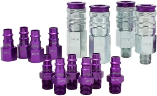 Miniatura 8 de Milton S-303VKIT HIGHFLOWPRO Kit Acoplador y Enchufe Estilo V 1/4 NPT Púrpura - 3 Piezas