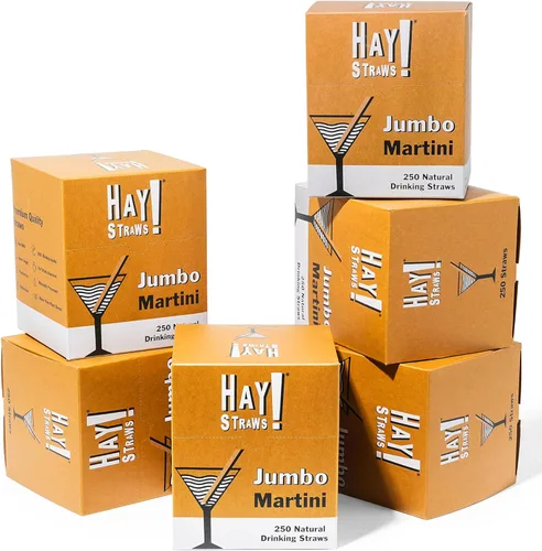 HAY! Straws Pajitas jumbo con tallo de caña | Martini de 6 pulgadas | 1500 unidades | Ancho 6.5-8.5 de diámetro | 100% a base de plantas,