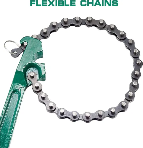 Miniatura 3 de Llave de cadena de trinquete, 16 pulgadas de aceite automotriz para filtro de combustible y cadena de alicates, herramienta de extracción ajustable