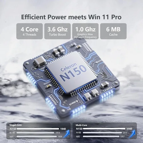 Miniatura 2 de Portátil para juegos, Twin Lake N150 (hasta 3.6 GHz), tapa superior de 15.6 pulgadas con 16 GB DDR4 512 GB SSD, huella digital KB retroiluminada