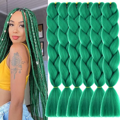 Miniatura 20 de Beige (613) Cabello trenzado 6 paquetes de extensiones de cabello sintético de 24 pulgadas, extensiones de cabello trenzado Jumbo Ombre trenzado