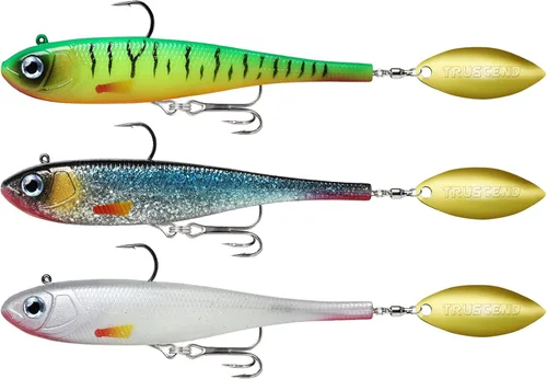 Miniatura 20 de TRUSCEND Shadtale Easy Catch Soft Fishing Lures with BKK Hooks - Trembly Sinking and Vibrating Swim for More Bites, Pre-Rigged Swimbaits for Bass
