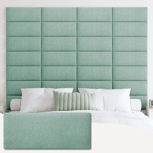 Miniatura 22 de IFNOW Cabecera tapizada para montar en la pared, paneles de pared 3D insonorizados, cabecero autoadhesivo para tamaño Queen, decoración del hogar