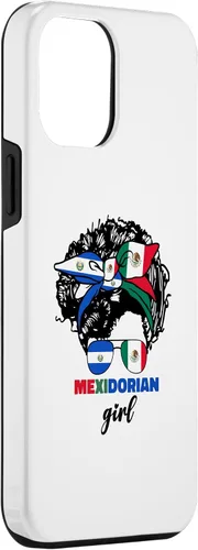 Miniatura 3 de Funda para iPhone 13 Pro Max mitad mexicana y salvadoreña mexicana y salvadoreña para niña con la bandera de El Salvador