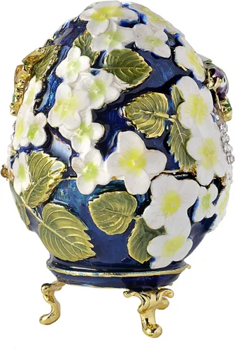 Miniatura 3 de Apropos Huevo Faberge pintado a mano de estilo vintage con esmalte rico y diamantes de imitación brillantes caja de joyería