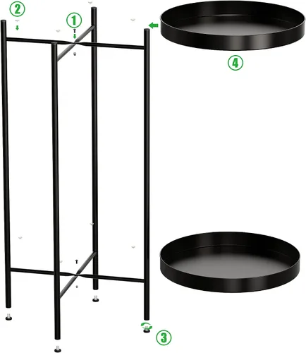 Miniatura 6 de OVICAR Soporte para plantas para interiores y exteriores, organizador de macetas de metal, 2 niveles de alto, estante de almacenamiento para el Negro