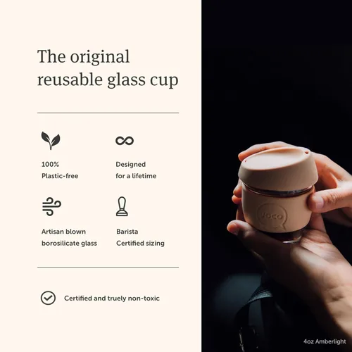 Miniatura 4 de JOCO Taza 4oz - Taza clásica reutilizable de vidrio de borosilicato eco-innovador - (Mood Indigo)