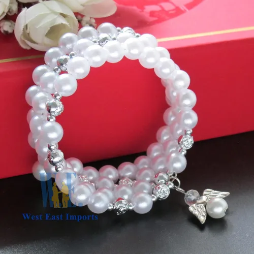 Miniatura 4 de WE Bautismo favor 12PC Rosario Wrap Angel Pulsera Recuerdos de Bautizo Bautizo Regalo para Invitados Blanco Perla - Recuerdos de Bautizo - Recuerdos
