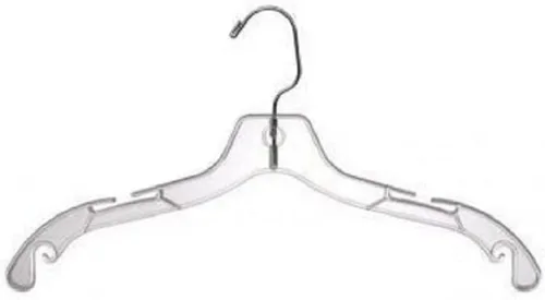 Miniatura 2 de Paquete de 12 perchas de tela de plástico transparente de 17 pulgadas de peso pesado – Paquete de 12 ganchos giratorios para traje o abrigo
