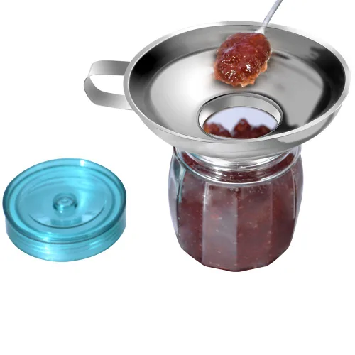 Miniatura 3 de Embudo de cocina de acero inoxidable de grado alimenticio con filtro para transferir ingredientes líquidos y secos, color plateado