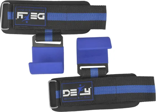 Miniatura 4 de DEFY Challenge Your Fear Ganchos para levantamiento de pesas, correas de muñeca de alta resistencia para dominadas, neopreno acolchado grueso, doble