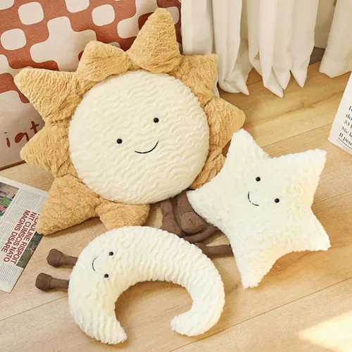 Miniatura 6 de Cómoda almohada de sol, estrellas, luna, cojín para sofá, precioso cojín (15.7 pulgadas, luna)